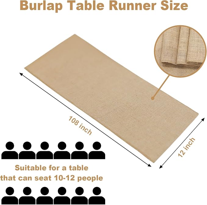 6 Pack Burlap Table Runners 12x108 Inch - Image 3