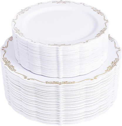U-QE 100PCS Gold Plates Disposable by U-QE
