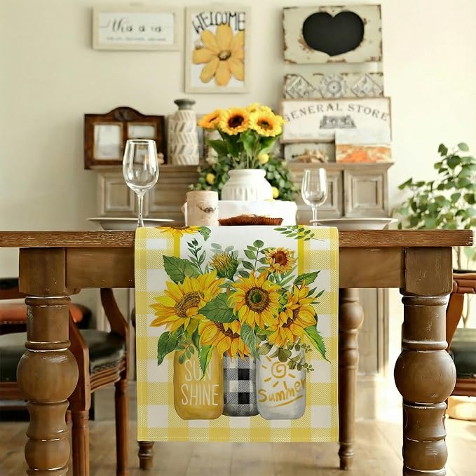 Sunflower Summer Table Runner 13x120 Inch, Kitchen Dining Table Decoration - Image 2