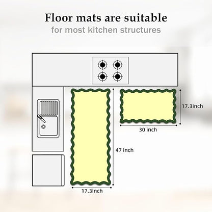 Arenarug Scalloped Kitchen Mats Rugs Sets of 2 Cushioned Anti Fatigue Floor Mat - Image 2