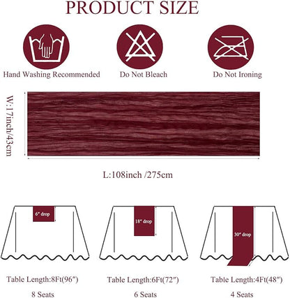 3Pack Burgundy Cheesecloth Table Runners 17 x 108 inch Sheer Table Runner | - Image 3