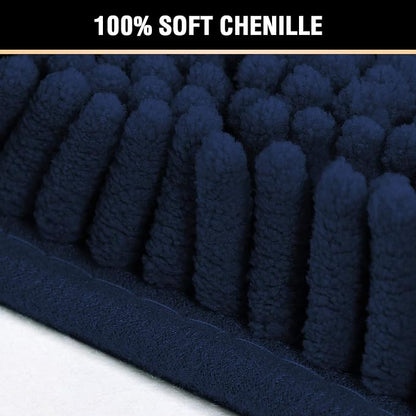 H.VERSAILTEX Navy Bath Mat for Bathroom, Microfiber Bath Rugs Chenille Floor - Image 3