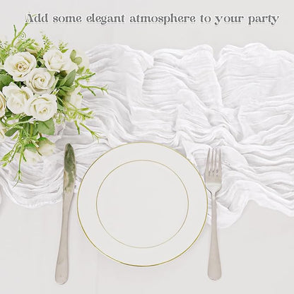 10 Pack White Cheesecloth Table Runner 10FT Boho Gauze Fabric Table Runner - Image 5