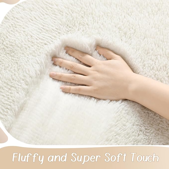 BENRON Fluffy Rugs for Living Room 5x8 Cream White, Washable Large Area Rugs - Image 6