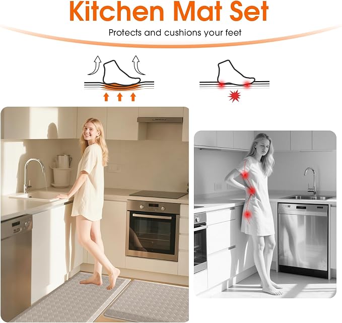 TranquilRelax 4/5 Inch Thick Anti-Fatigue Kitchen Mats 2Pcs, Cushioned Non-Slip - Image 5