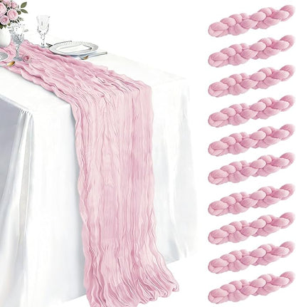 10 Pack Light Pink Cheesecloth Table Runner 21 x 120 Inch Boho Gauze Sheer by Unknown