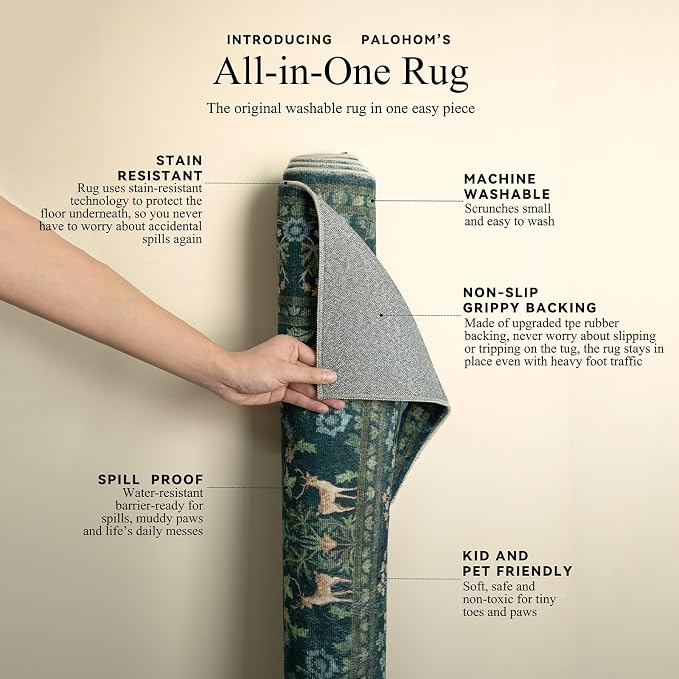 Washable Area Rugs for Living Room: 9x12 Rug Stain Resistant Non Slip Low Pile - Image 4