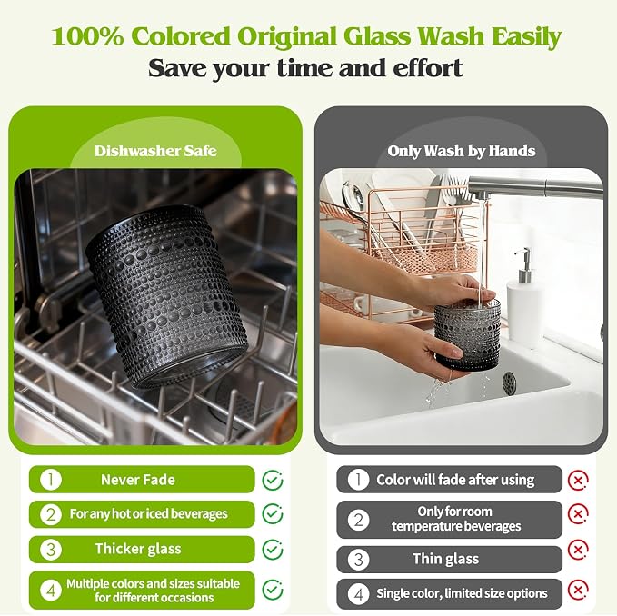 Moretoes 10oz Gray Hobnail Drinking Glasses Set of 6 Cocktail Glasses | Vintage - Image 6