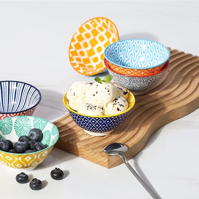 Selamica Porcelain Ice Cream Bowls Set of 6, Small Bowls, Ceramic bowls - Image 4