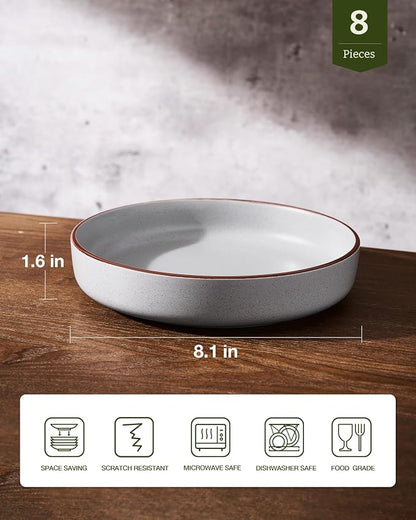 famiware Mercury Pasta Bowls Set of 8, 33 oz Large Salad Bowls, Lead-free and - Image 2