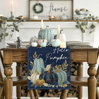 Artoid Mode 210 GSM Fall Table Runner 13x72 Inch Home Party Decor | Pumpkin - Image 2