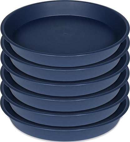 6 Pack of 10 inch Plant Saucer Blue, Heavy Duty Plastic Plant Saucer 10 inch by Bleuhome