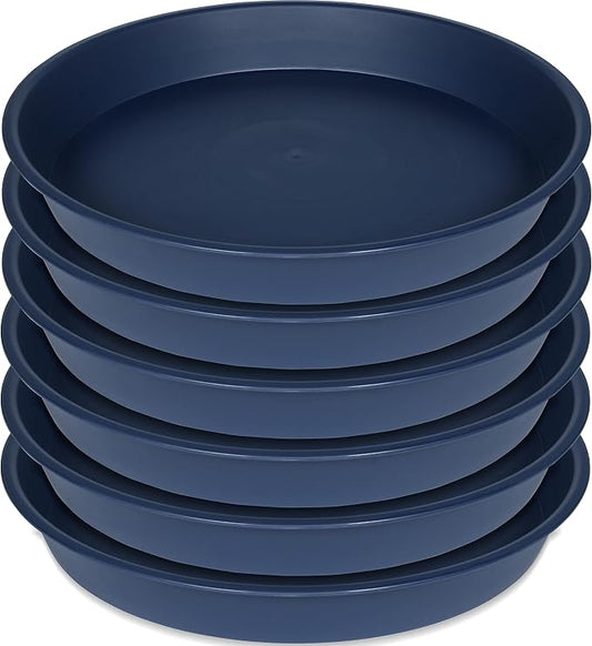 6 Pack of 10 inch Plant Saucer Blue, Heavy Duty Plastic Plant Saucer 10 inch by Bleuhome