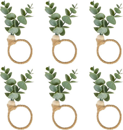 APTWOW Napkin Rings Set of 6, Easter Napkin Rings, Wood Bead Farmhouse Napkins by APTWOW