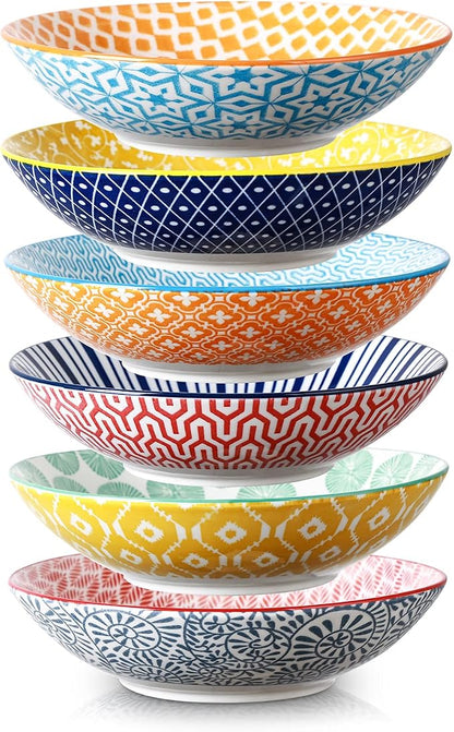 Selamica Ceramic 30oz Large Pasta Salad Bowls 8 Inch Wide and Shallow Soup Bowls by Selamica