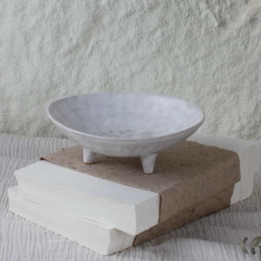 Wabi Sabi Footed Decorative Bowl, Vintage Rustic Boho Shelf Table Decor by COZLIV