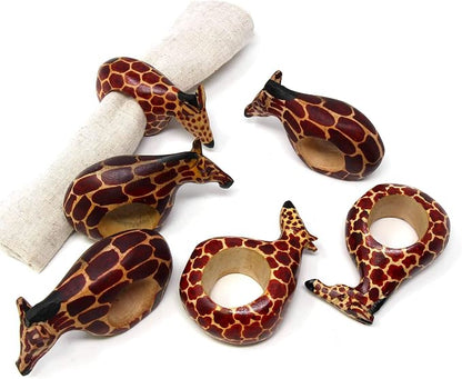 KWF012_G - Giraffe Wooden Napkin Rings - Handcarved Mahogany - Image 5