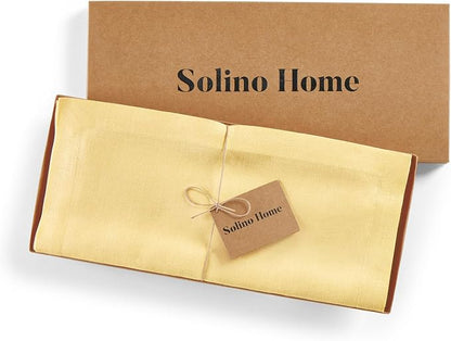 Solino Home 100% Pure Linen Table Runner Golden Straw, Fete 14 x 144 in | Table - Image 5