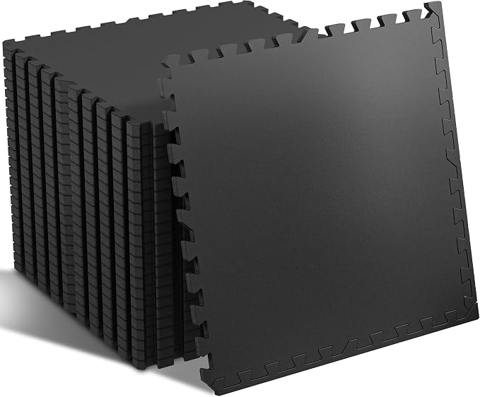 SUPERJARE 0.56'' Thick 12 Pcs 48 Sq Ft Rubber Top Exercise Equipment Mats by SUPERJARE
