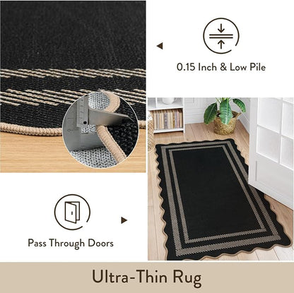 LIVEBOX Scalloped Easy Jute 2x3 Kitchen Rug, Washable Non Slip Farmhouse Area - Image 6