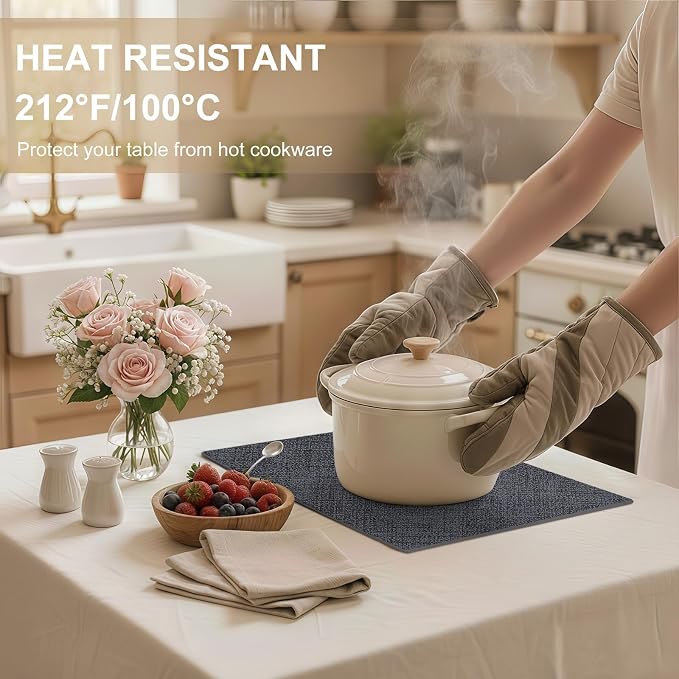 Faux Leather Heat Resistant Placemats 6 Packs, Waterproof Wipeable Dining PU - Image 3
