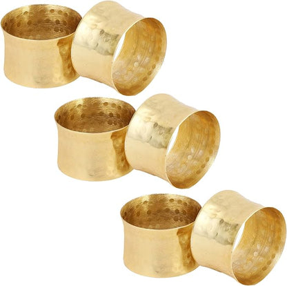 ITOS365 Gold Napkin Rings Set of 6, Handmade Hammered Metal Napkin Ring Holders by ITOS365