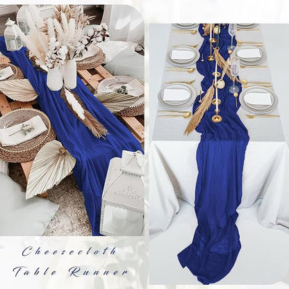 12 Pieces Royal Blue Cheesecloth Table Runner 10FT Pink Runner - Image 5