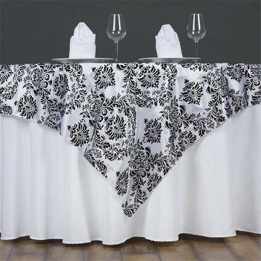 Efavormart Black Damask Flocking Square Tablecloth Overlay 60"x60" Square by efavormart