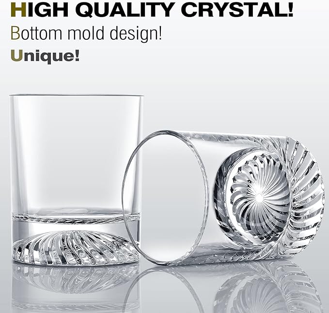 OPAYLY Whiskey Glasses Old Fashioned Glasses Set of 4 12oz Rocks Glasses Gift - Image 2