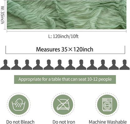 6 Pack Sage Green Cheesecloth Table Runners 35x120 Inch, Semi Sheer Boho Gauze - Image 6