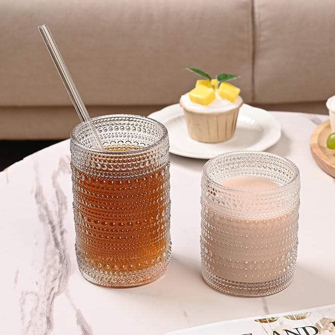 ZMOWIPDL 12oz & 15oz Hobnail Drinking Glasses, - Image 5