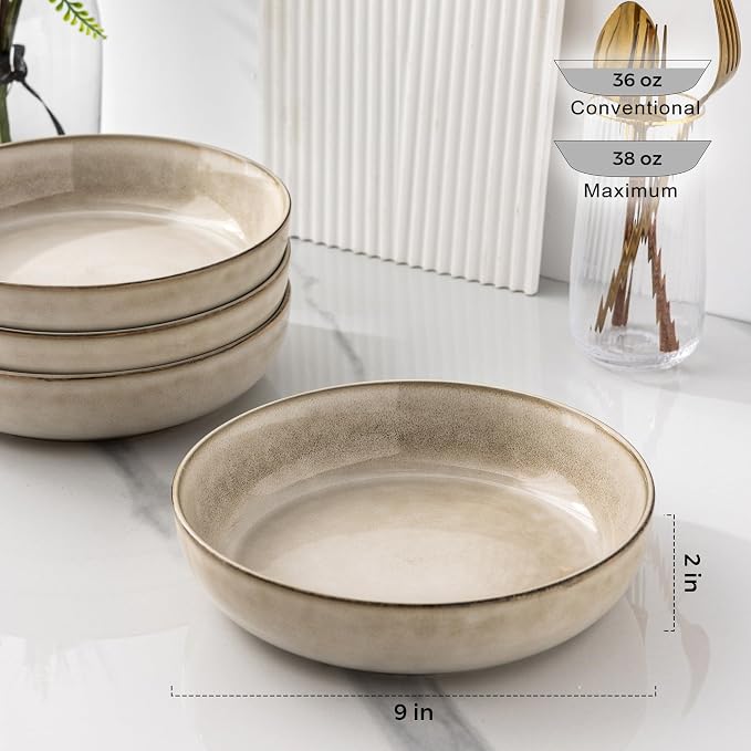 GBhome 8.75'' Large Ceramic Pasta Bowls, 38oz Stoneware Pasta Serving Bowls Set - Image 2
