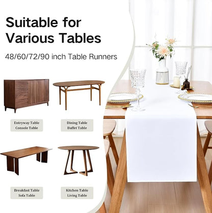 Farmhouse White Table Runner Dining Table Runners 72 Inches Long Coffee Table - Image 5