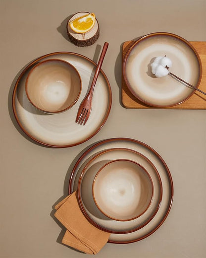 24 Piece Dinnerware Sets for 8, Modern Stoneware Plates and Bowls Sets - Image 3