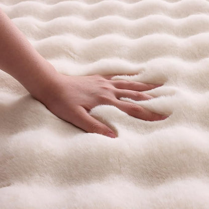 Creamy White Rabbit Plush Rug 6'x9', Fluffy Faux Fur Shaggy Area Rug - Image 5