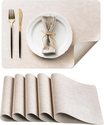 Placemats Set of 6, DOLOPL Reversible Dual-Color Faux Leather Place Mats by DOLOPLOfficial