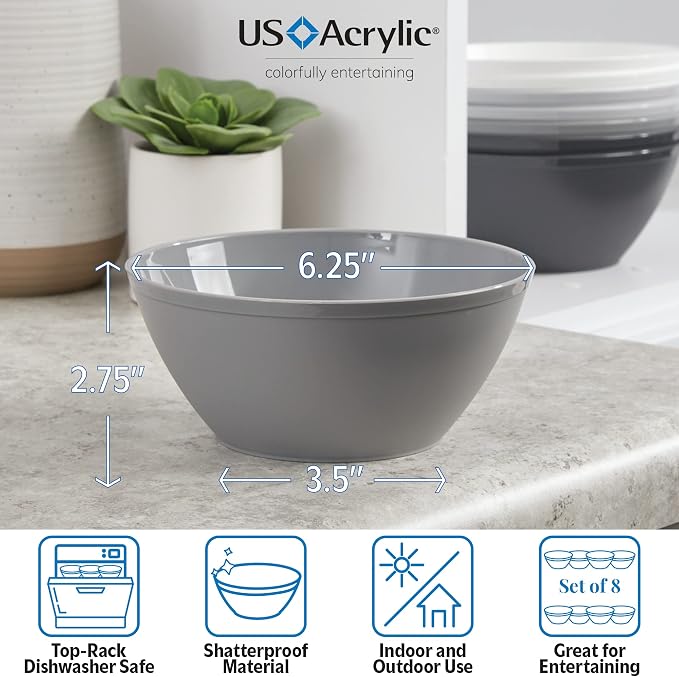 US Acrylic Unbreakable 28 oz. Plastic Stackable Cereal Bowls - Image 3