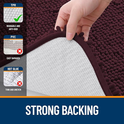 OLANLY Bathroom Runner Rugs 47x24, Soft Absorbent Chenille Bath Rugs, Rubber - Image 6
