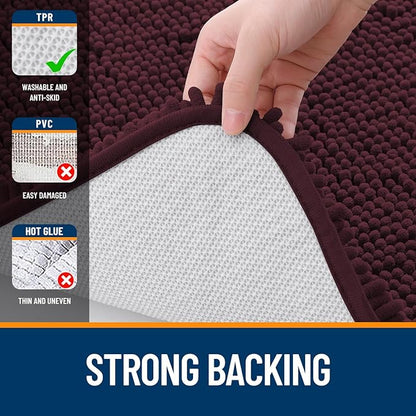 OLANLY Bathroom Runner Rugs 47x17, Soft Absorbent Chenille Bath Rugs, Rubber - Image 6