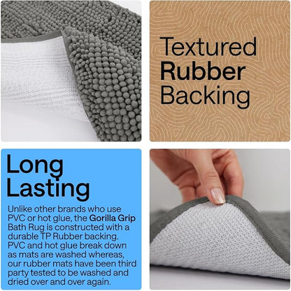 GORILLA GRIP Plush Absorbent Shaggy Chenille Bath Rug Mat - Image 4