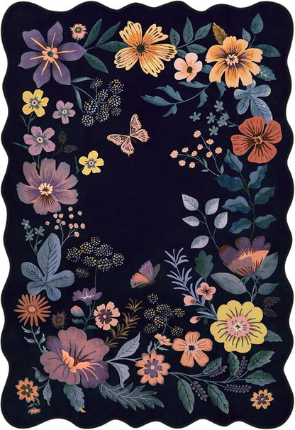 Lahome Floral Washable Rugs for Living Room, 5x7 Area Rugs Ultra-Thin Soft Rug - Image 7