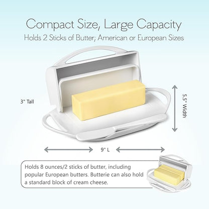 Flip Top Butter Dish with Attached Lid & Matching Knife, 2 Pack - Image 4