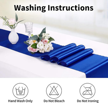15-Pack Satin Table Runner Royal Blue 12 x 108 inches Long, Table Runners - Image 3