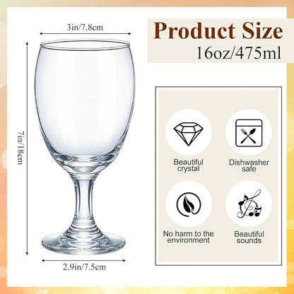 Patelai Set of 1 Water Goblet, 16 oz Clear Drinking Glasses Bulk Dishwasher Safe - Image 2