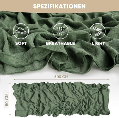 Artoid Mode Boho Forest Green Gauze 6 Pieces Wedding Table Runner, 120 Inch - Image 6