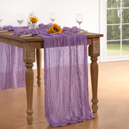 DeZerlor Purple Cheesecloth Table Runners 6 Pack Summer Boho Runners | - Image 6