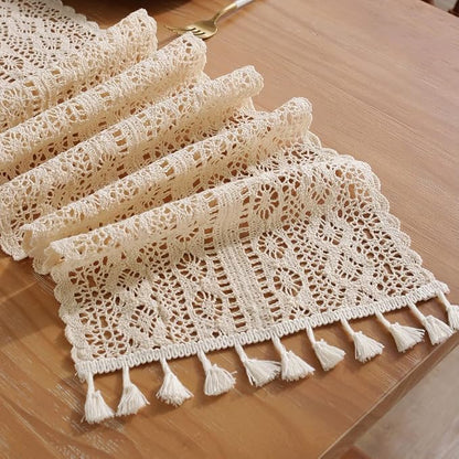 meioro Crochet Lace Table Runner, 10x56 Inch Boho Cotton Table Runners - Image 5