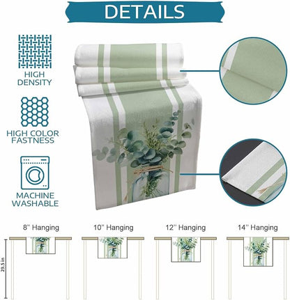 Sage Green Eucalyptus Leaves Table Runners 120 Inches Long, Farmhouse Stripe - Image 8