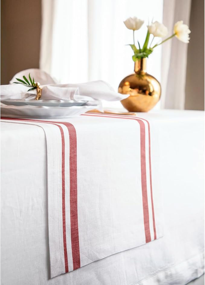 Solino Home 100% Pure Linen Table Runner, 14 x 132 in, console and side tables; - Image 2