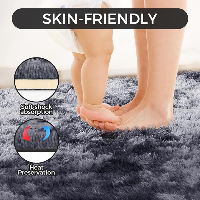 Ultra Soft Rug for Living Room, 6X9 Fluffy Shag Area Rug for Bedroom, Modern - Image 5